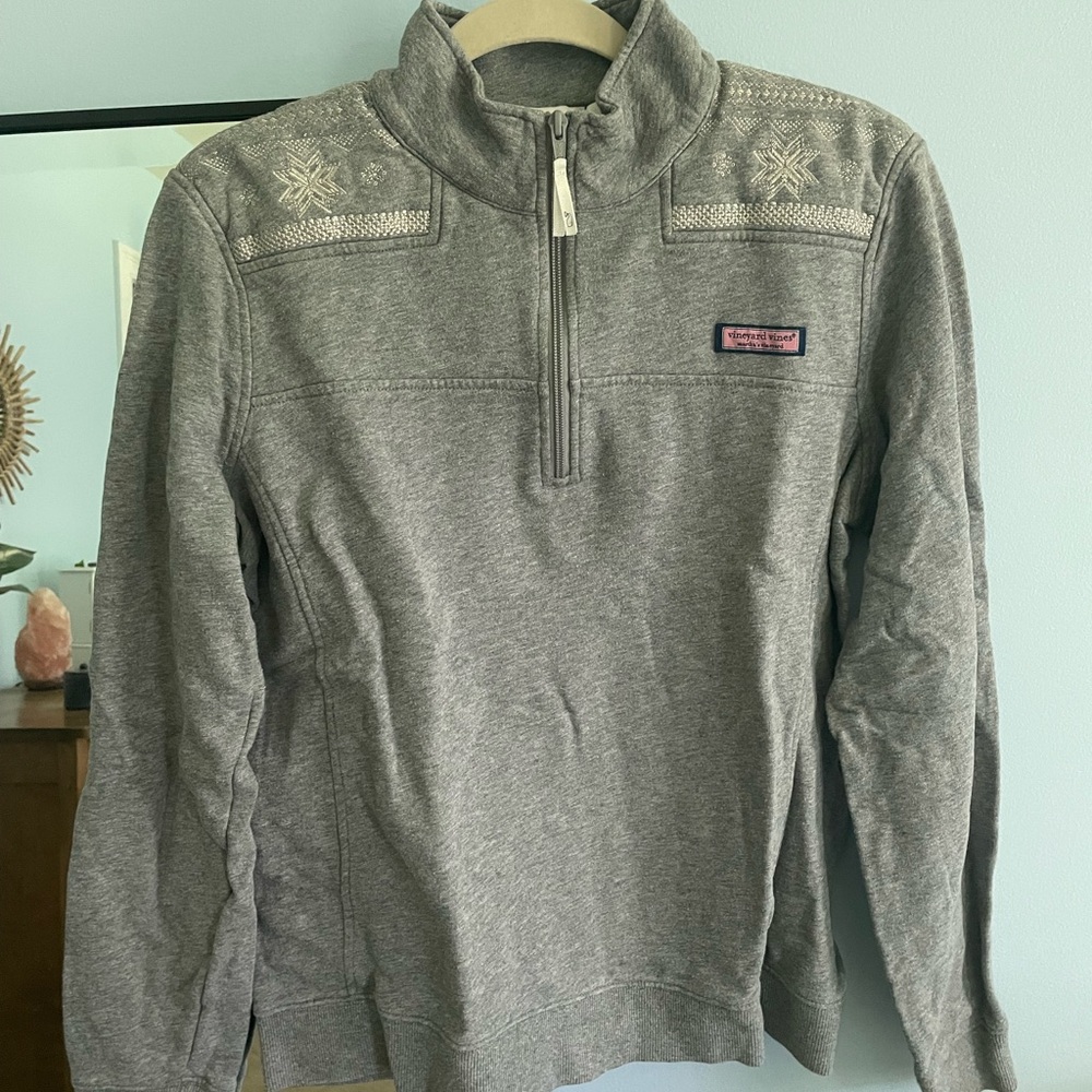 Vineyard Vines Gray Quarter-Zip Pullover Shepshirt Embroidered